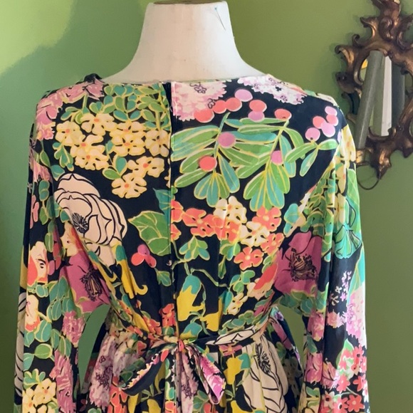 Vintage 70s floral maxi dress with ruffled angel sleeves - Picture 4 of 7